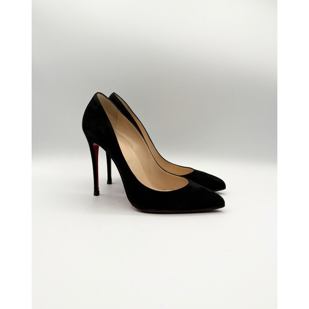 Christian Louboutin Black Suede Pigalle Pointed Toe Stiletto Heels Size EU 37.5 - Picture 5 of 10